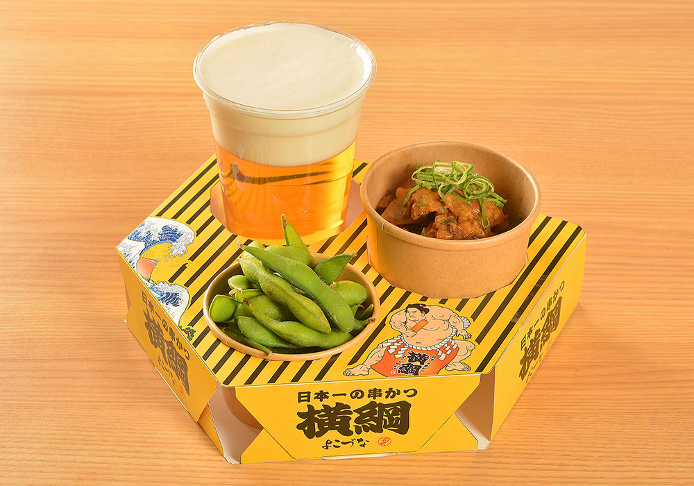 横綱Bセット（枝豆、どて焼、生ビール）
