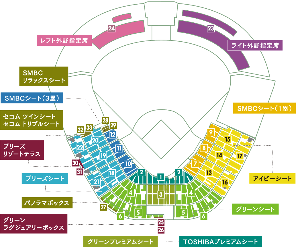 シート一覧｜HANSHIN KOSHIEN STADIUM SEASON SEAT 2024｜阪神タイガース2025年 年間予約席