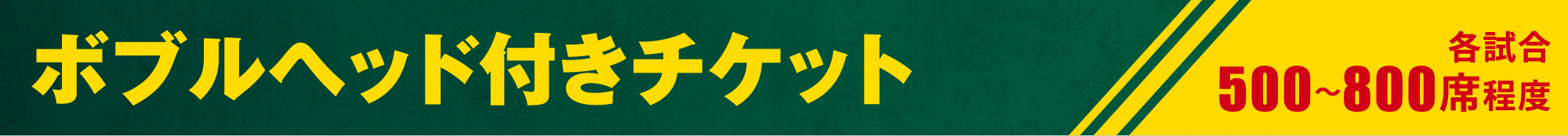 ボブルヘッド付きチケット 各試合500席程度