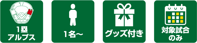 1塁アルプス 1名〜 グッズ付き 対象試合のみ